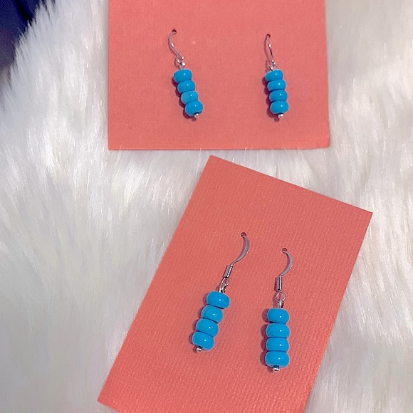 New Dainty Minimalist SemiPrecious Healing Stones Authentic Turquoises Earrings - Picture 5 of 11